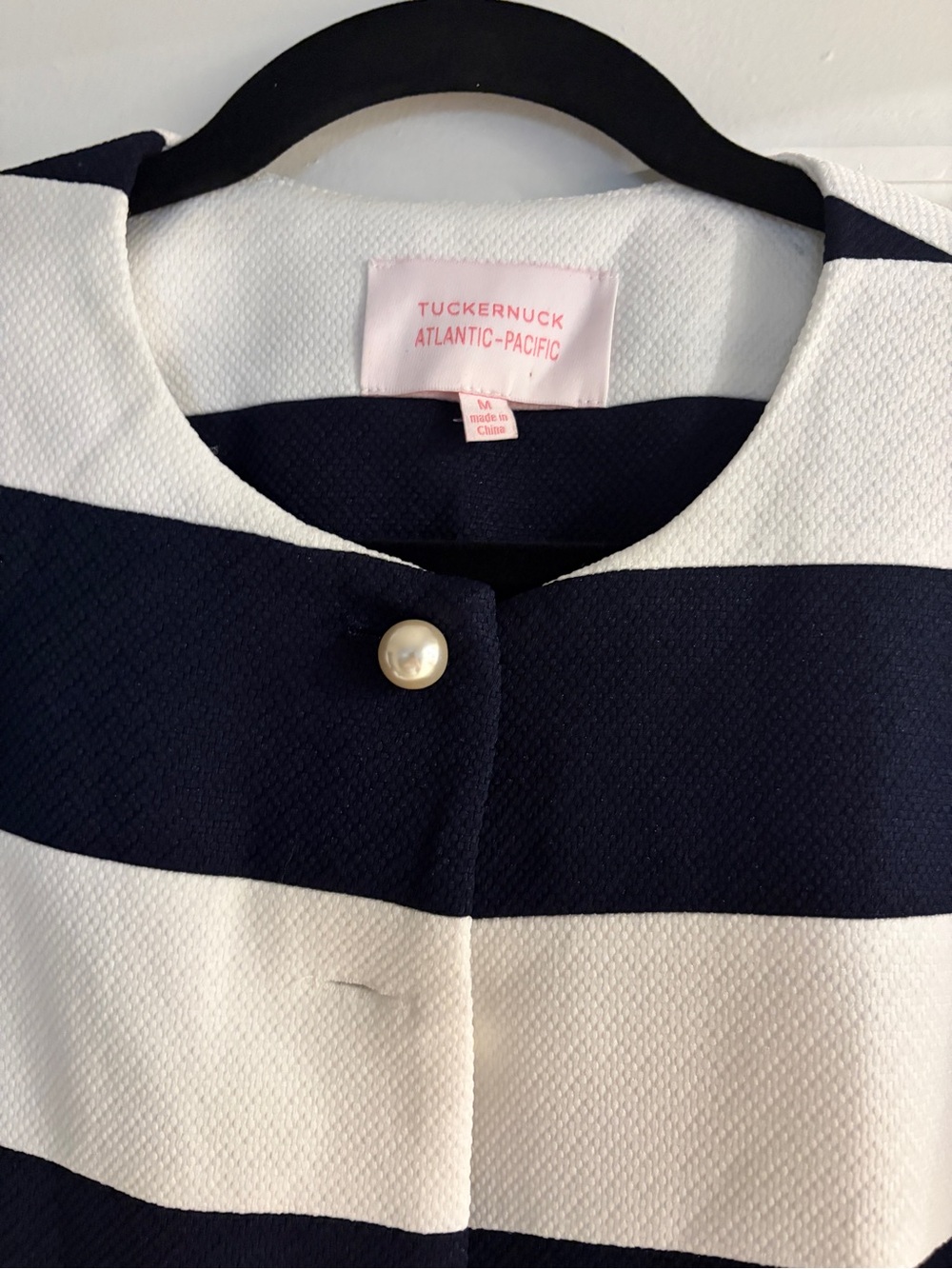 Tuckernuck x Atlantic-Pacific Navy and White Striped Pearl-Button Coat / Dress - Picture 6 of 7
